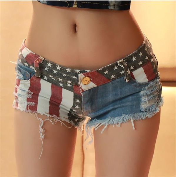 

mid waist jeans shorts 2016 women new fashion usa flag printed denim shorts skinny hole short pants s xxl, White;black