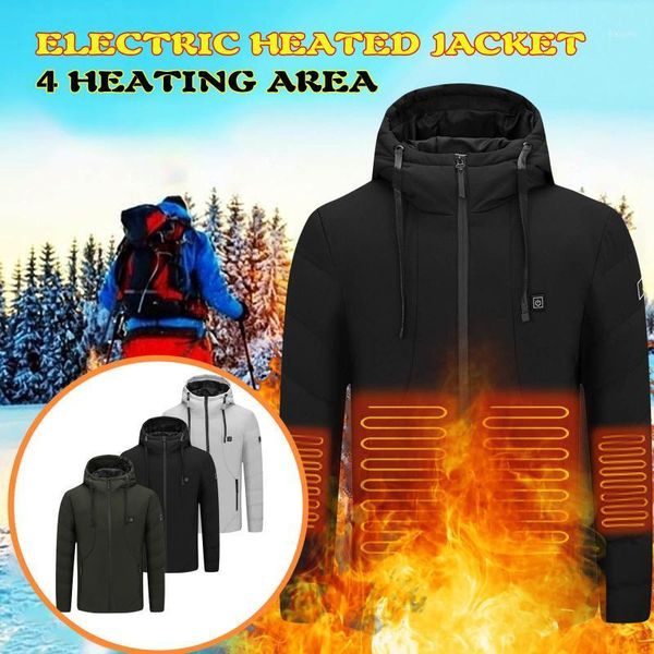 

outdoor warm heated jackets vest down cotton mens women outdoor coat usb electric heating hooded jackets winter thermal coat1, Gray;blue