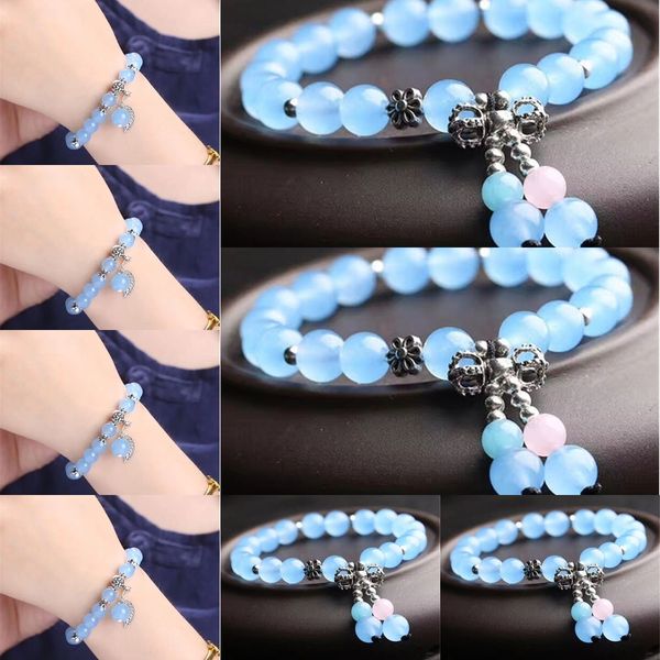 

свежий халцедон braceletsilver girlsingle circlemulti circlepink crystalprosperous браслет crystalcrystal crystalmarriagepeach blossomyell, Golden;silver