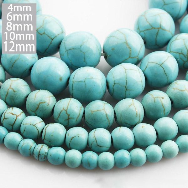 

1strand lot 4 6 8 10 12 mm smooth natural turquoises round loose spacer bead for jewelry making diy necklace bracelet wholesale h bbygco