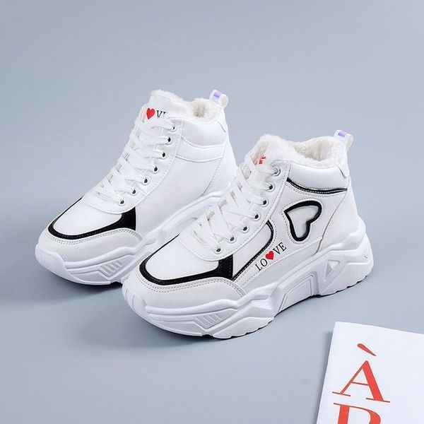 

luxurys designers shoes winter women high sneakers 2020 new love woman plush velvet warm casual shoes female platform sport, Black