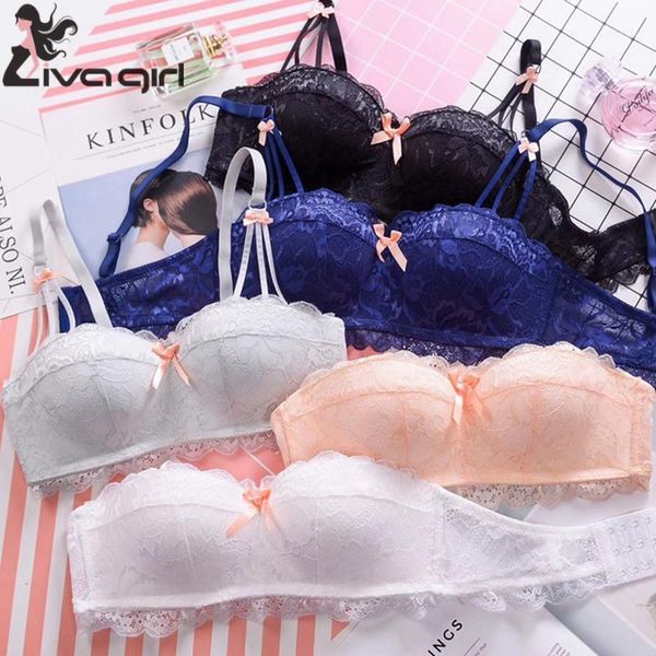 

bra set women push up seamless lace wire comfortable lingerie set gathering solid color bra panties underwear1, Red;black