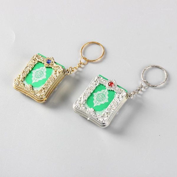 

new muslim keychain resin islamic mini ark quran book real paper can read pendant key ring key chain religious fashion jewelry1, Silver