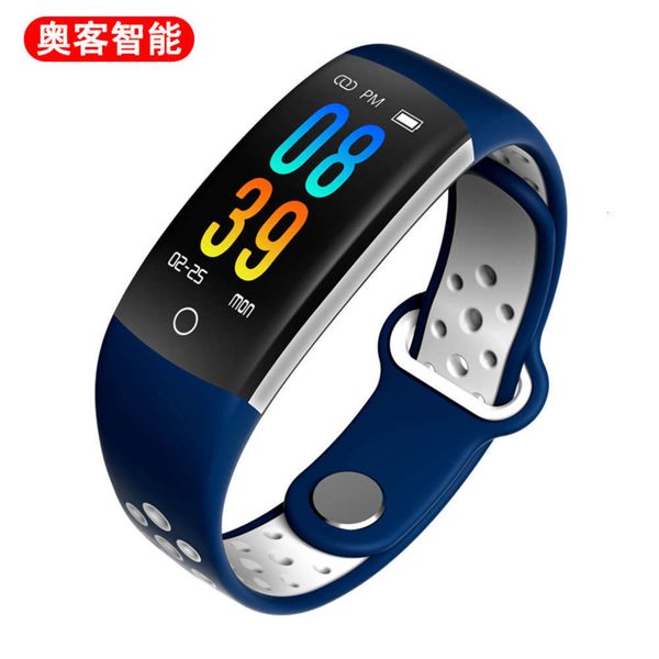 

q6 curved surface color screen intelligent blood prsure heart rate oximeter step exercise braceletbgt