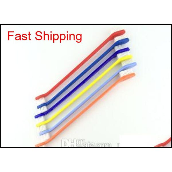 

pet puppy plastic toothbrush dog double heads toothbrushes multi color cat cleaning teeth tool pet g qylesb yh_pack