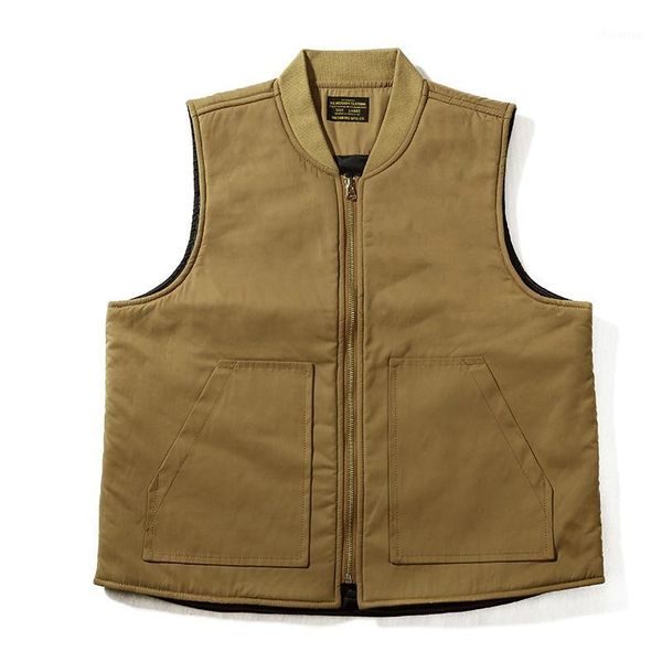 

japanese style men's wool interlayer vest waterproof thickened warm waistcoat stand collar winter sleeveless jacket, Black;white