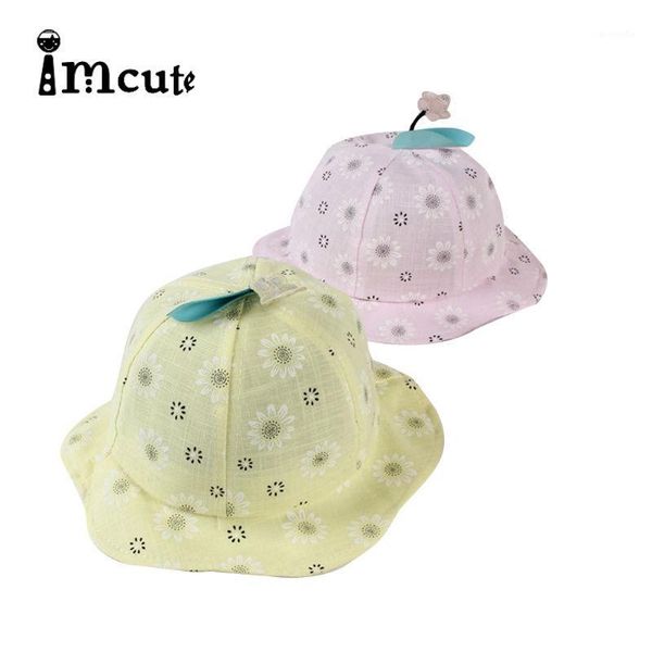 

imcute spring and summer 2020 new children's bucket hat basin hat kids sunflower beach outdoor cartoon sun1, Yellow