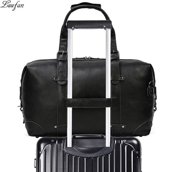 

duffel bags luufan genuine leather travel bag for man vintage big capacity male business handbag carry on luggage