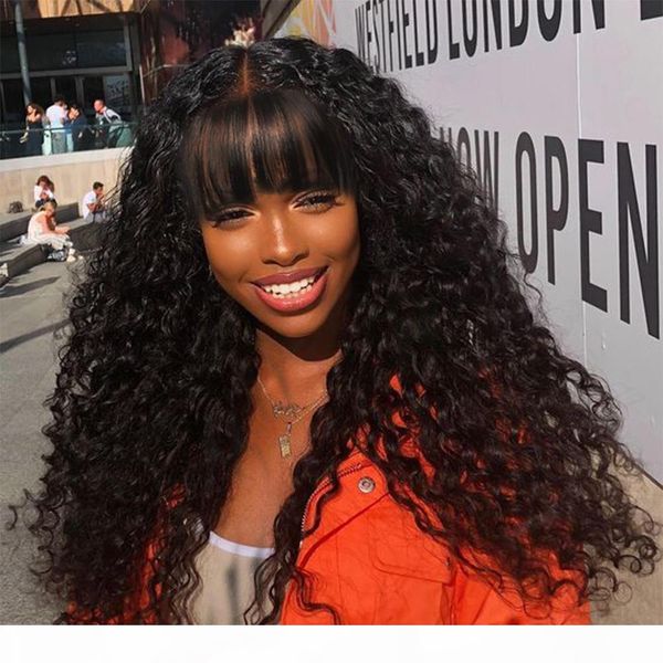 

глубокий завитые длинные девственница парик бразильский реми волос средняя часть человеческих волос парики для женщин natural color full mac, Black;brown