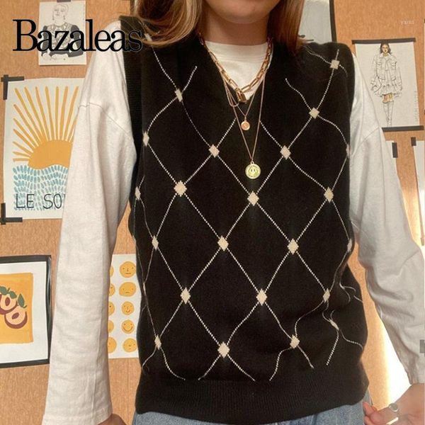 

women sweater casual plaid knit camis knitted tank basic v neck pull feme chic black tartan1, Black;white