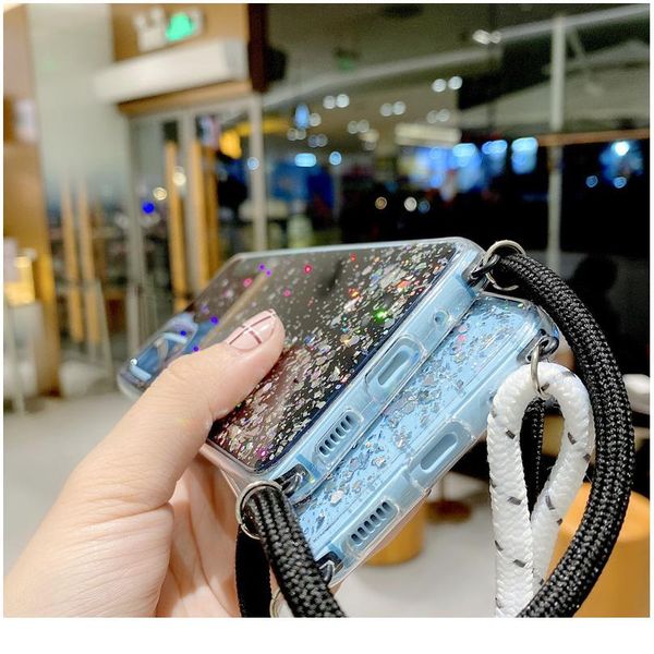 

sparkle glitter stars sequins phone case for samsung galaxy a71 a51 s20 plus a50 a70 s8 s9 necklace lanyard soft cl qylrji