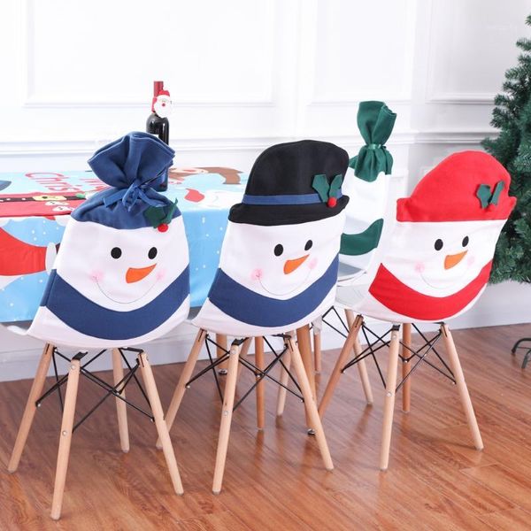 Decorações de Natal, boneco de neve cadeira de família capa de decoração doméstica Conjunto de protetores bainha presentes para 2021 anos1