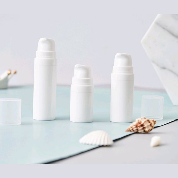 

5ml 10ml 15ml white clasp vacuum emulsion bottle mini pressure vacuum bottle with pump head easy to carry