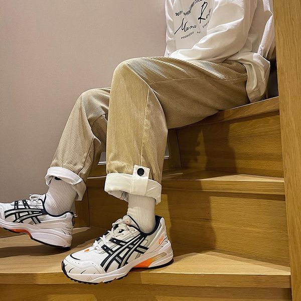 

spring 2021 corduroy neutral casual pants for boys and teenagers drape wide leg straight leg pants for men, Black