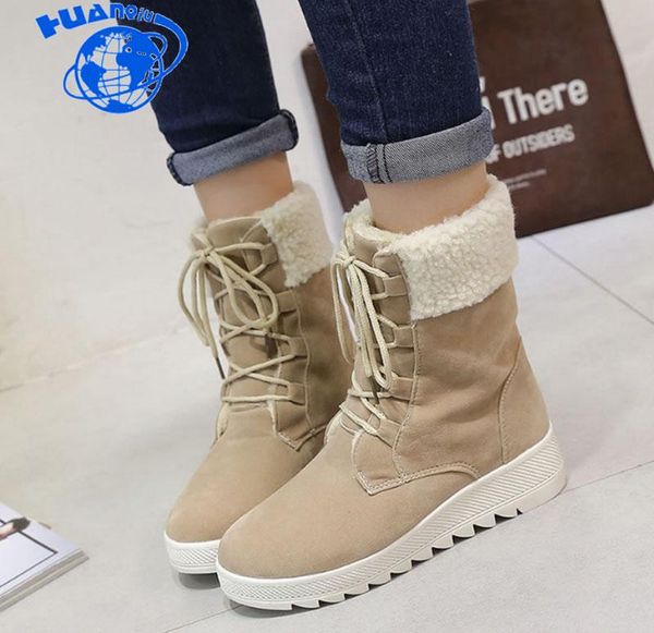 

huanqiu fashion winter boots women snow boots flat heels winter shoes warm fur boot women's shoes plus size 35-40 zll429, Black