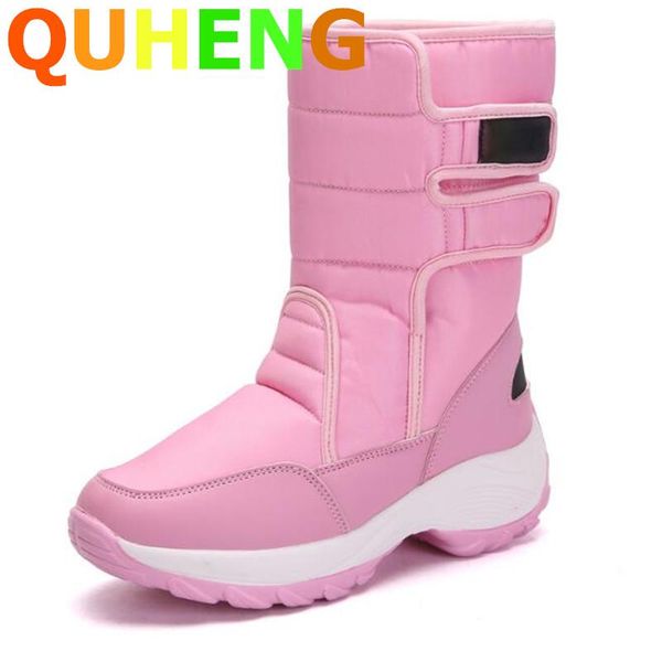

winter boots 2020 women winter shoes mid-calf snow boots wedges warm fur female shoes woman footwear botas de mujer, Black