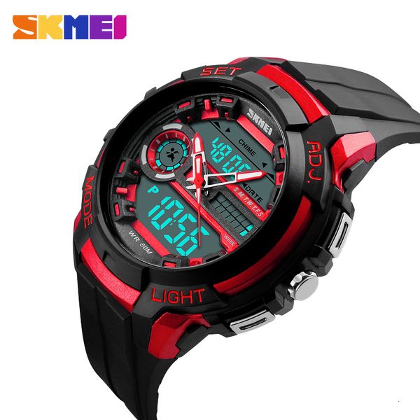 

skmei men sports watches led back light water resistant shock military watch quartz digital dual display mens wristwatches 1202, Slivery;brown