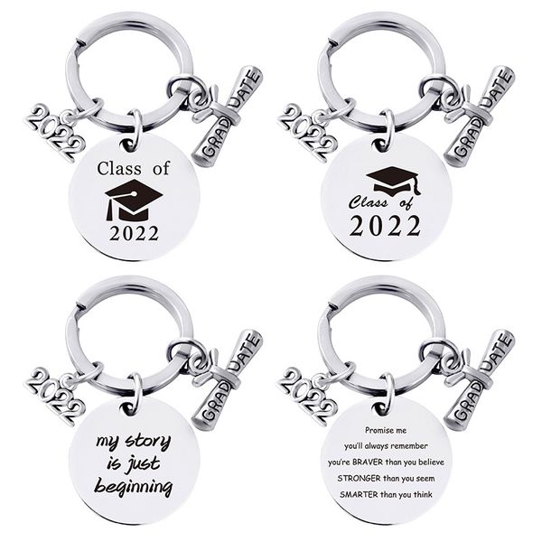 Chaveiros Lanyards Graduação de Aço Inoxidável Chaveiro Pingente Chaveiros de Metal Chaveiro Decoração de Bagagem Chaveiro Presente de Graduação Criativo YLYK