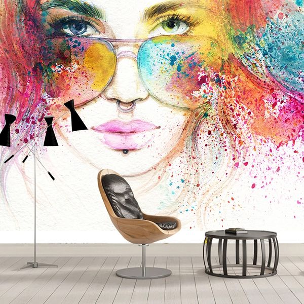 Moda Custom Beleza Pintura em Aquarela Wall Decor Wallpaper Para Quarto Sala Decoração Mural Papel De Parede 3D