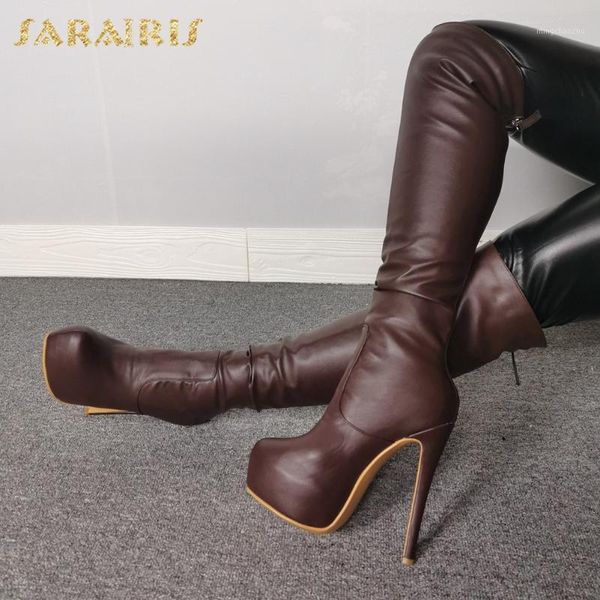 

boots sarairis plus size 47 zipper fashion party nightclub shoes woman platform extreme high heels dropship trendy boot ladies1, Black