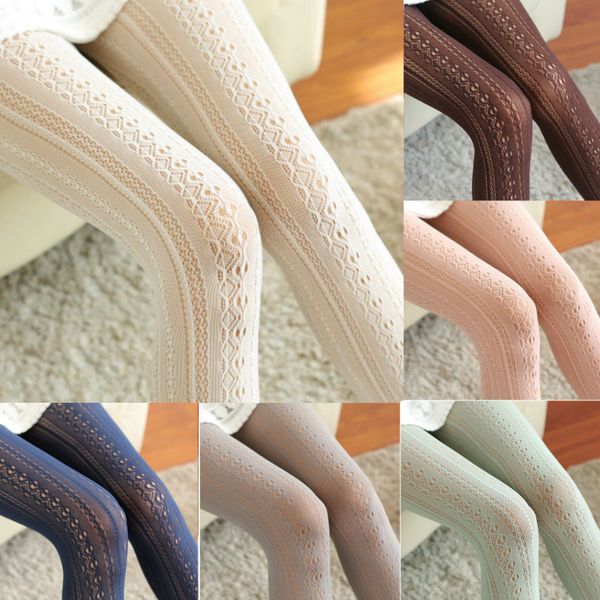 

women girls knitted cotton female autumn winter hollow out solid long stockings tights, Red;black
