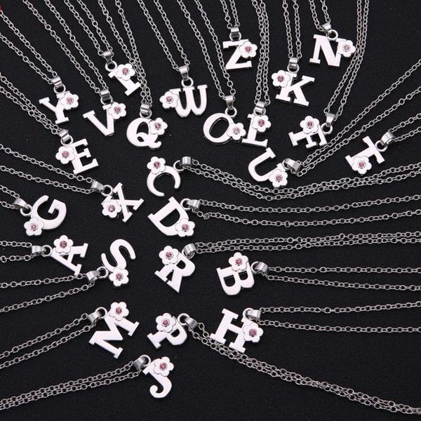 

factoryorhbpendant crystal flower 26 letters initial necklace alphabet necklace fashion jewelry gifts for women girls
