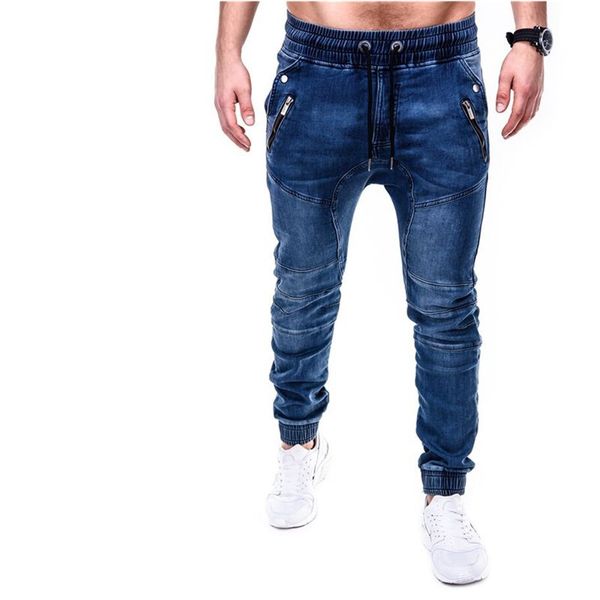 

autumn winter new men's stretch-fit jeans business casual classic style fashion denim trousers male black blue long