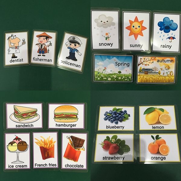 

82pcs/set kid weather/profession children english learning word card study teaching pocket flashcard montessori educational toy y200428