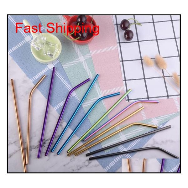 

stainless steel straws set colorful eco friendly reusable metal drinking straws set with cleaning brush par qylilo sweet07