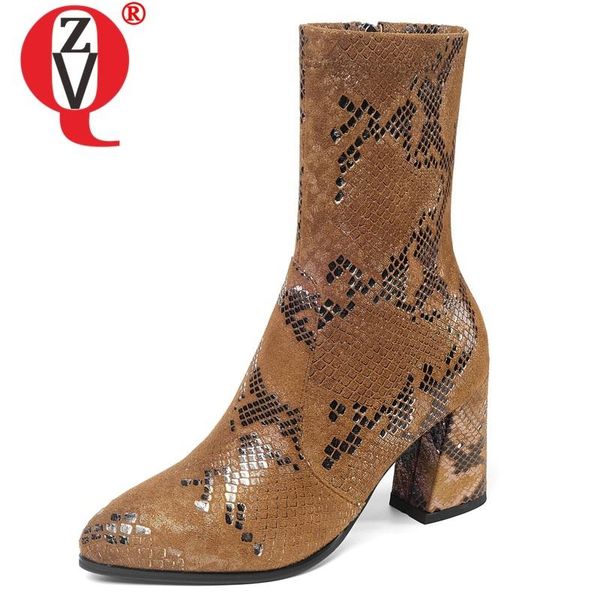 

zvq winter new fashion mid calf boots outdoor high heels pointed toe zipper office women shoes drop shipping size 34-43, Black