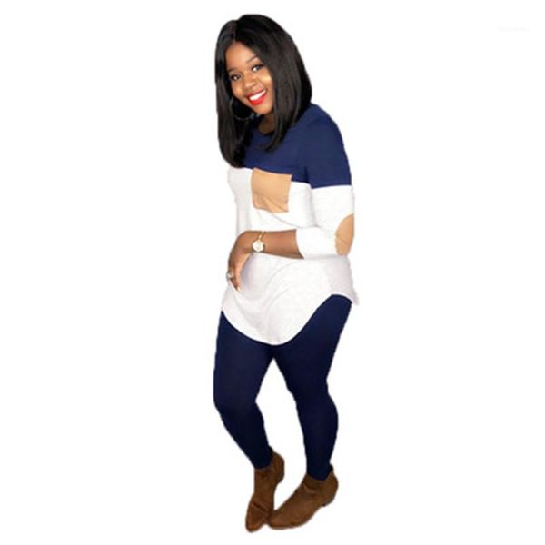 

neck loose tracksuits designer new female outfits skinny long sleeve trousers suits women colorblock sports sets fashion casual round, Gray