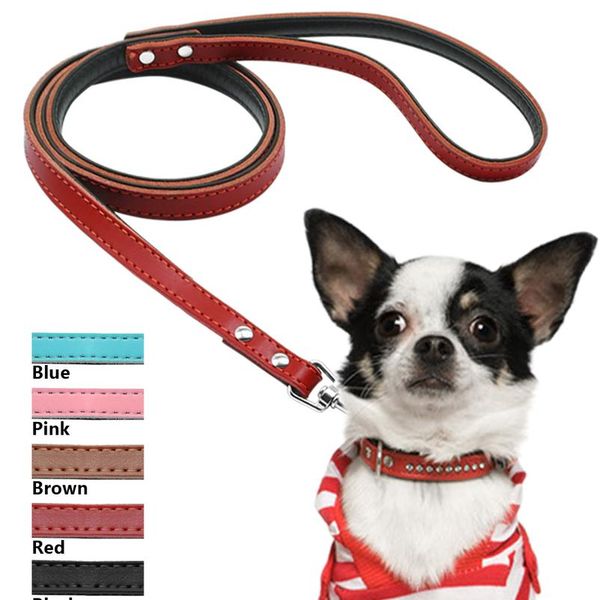 

5 colors leather dog leash long rope pet puppy cat walking training leashes for small medium large dogs chihuahua 12 wmtbvn