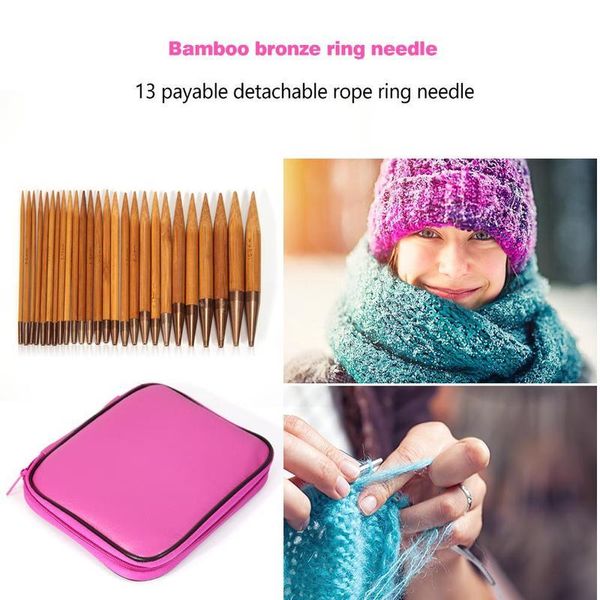 

13 pairs changeable aluminium circular knitting needles change head ring set crochet yarn sewing accessories diy knitt bbyock, Black