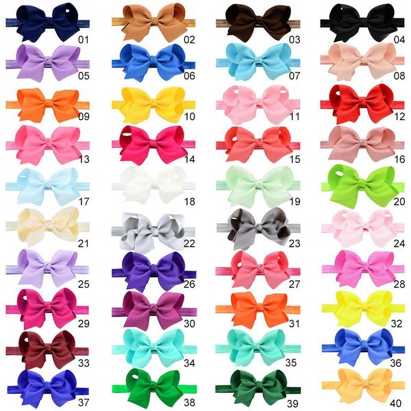 

40pcs/lot 4 inch large girls headband children hairband toddler elastic bow-knot turban bands headwear hair accessories 608 q bbychp