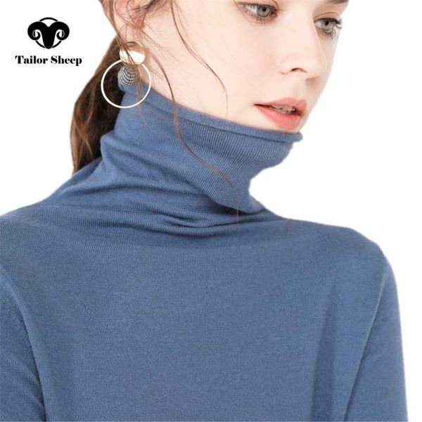 

tailor sheep cashmere sweater women's casual long-sleeved turtleneck wool pullover winter ladies bottoming knitted 211221, White;black