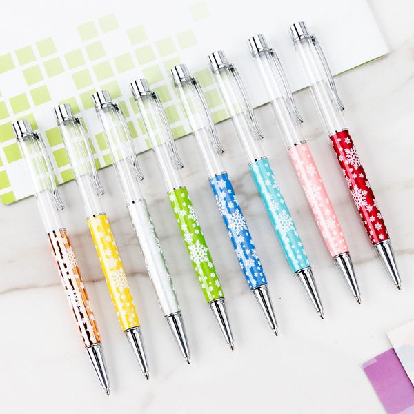 

snowflake ballpoint christmas gifts empty floating glitter diy kids dried flower small shell whelk crystal pen