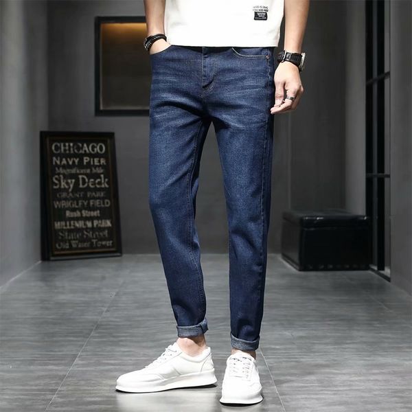 

new jeans straight loose casual long pants men's autumn winter 2020 fashion brand, Blue