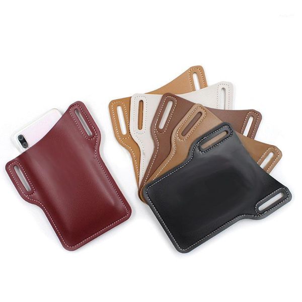 

waist bags men cellphone belt loop holster case bag leather phone wallet vintage mobile protective sheath1