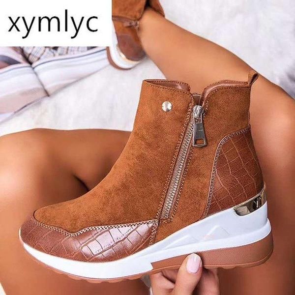 

plus size warm plush winter boots chunky sneakers ankle boots women shoes woman zipper buckle thick sole platform zapatos mujer1, Black