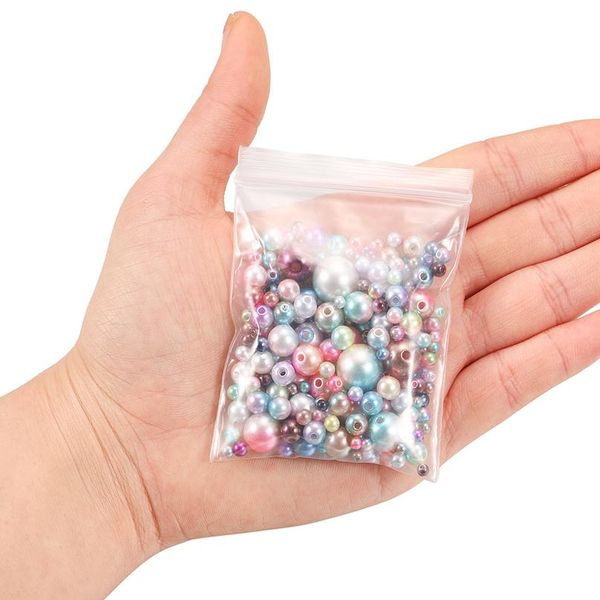 

360pcs rainbow color multi size mixed acrylic straight hole plastic round abs imitation pearl beads diy for jewelr wmtsht