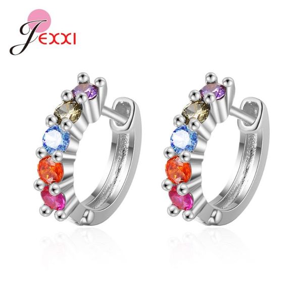 

hoop & huggie wholesale arrivals 925 sterling silver multi-color zircons golden earrings for women girls female jewelry, Golden;silver