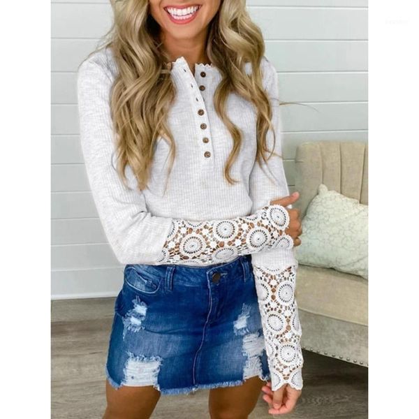 

elegant women shirts blouse women autumn winter hollow lace long sleeve buttons slim blouse slim pullovers, White