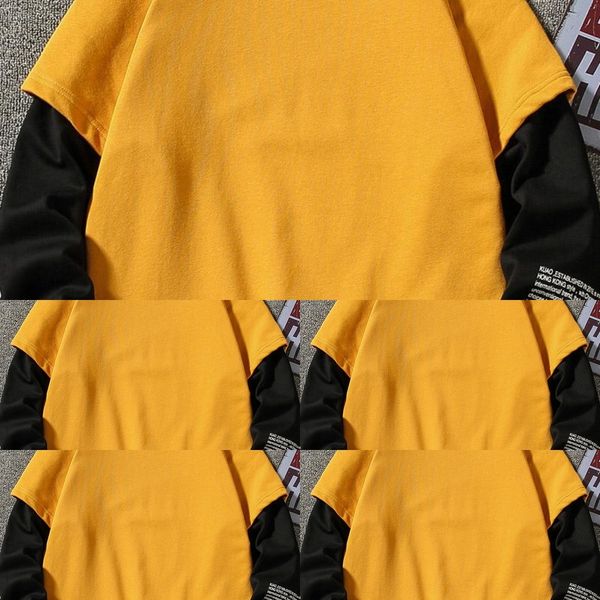 

rooqa new sweater long sleeve round t-shirt autumn korean sweatercoat sweaterwinter coat neck men's casual splicing fashion men's, Black