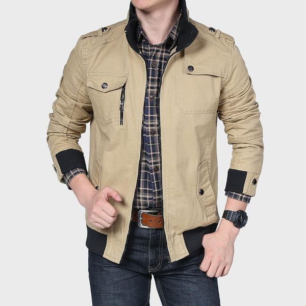 

coats men jackets casual slim pockets clothing wild solid color patchwork washed stand collar zipper male coats autumn spring, Black;brown
