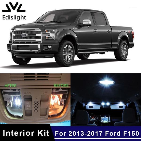 

edislight 11pcs white ice blue led lamp car bulbs interior package kit for 2013-2020 f150 map dome license plate light1