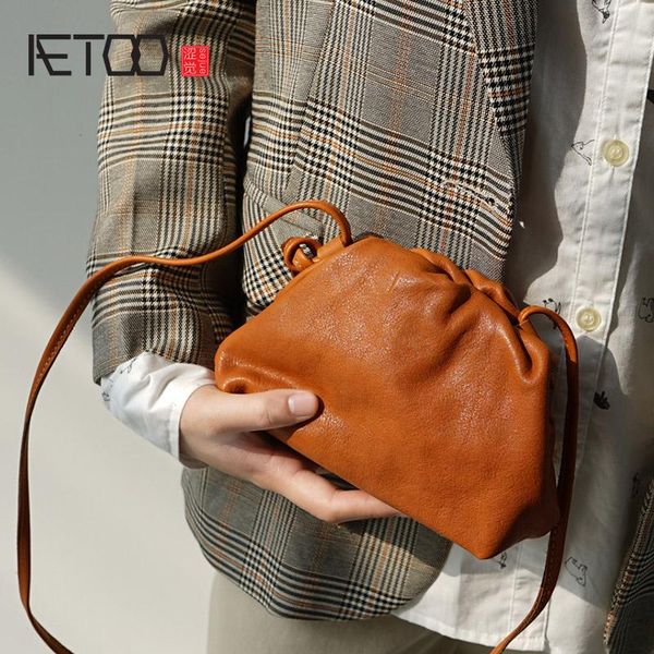 

totes aetoo cowhide women leather shoulder bag, soft mini messenger ladies clutch