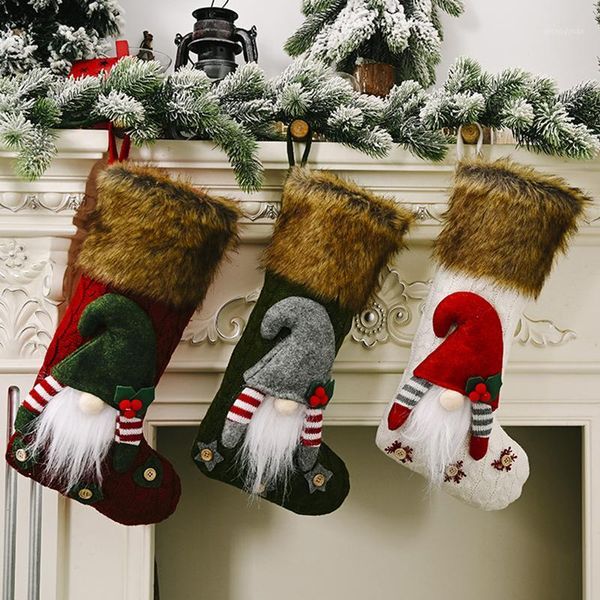 

christmas decorations year 2021 gifts bag stocking for home socks xmas tree decoration natal decor1