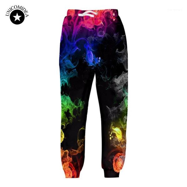 

men women casual pants legging trousers harajuku colorful smoke 3d print sweat harem pantalones hip hop joggers sweatpants1, Black