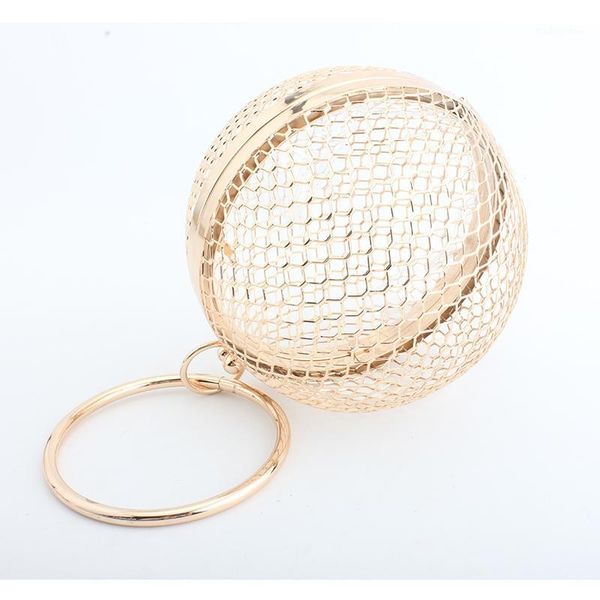 

louejal women evening bags metal ladis clutch party banquet round shoulder bag circular cage handbag mujer bolsos1