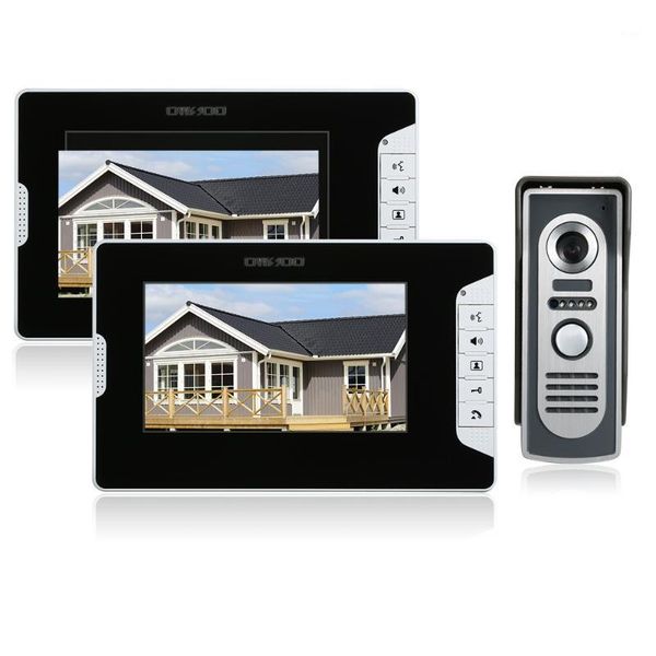 

owsoo 7 inch doorbell intercom video door phone kit 2 indoor monitor 1 outdoor camera electric lock-control for home security1